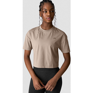 Everyday Cotton Cropped T-shirt Greige
