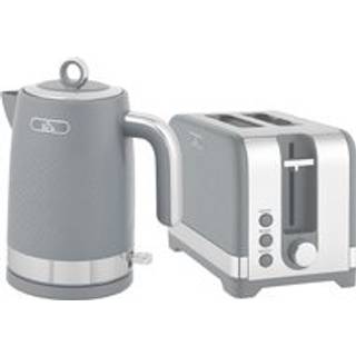 HOMCOM Sleek Textured Kettle and Toaster Set - Grey