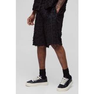 Mens Black Tall Smart Relaxed Fit Tufted Shorts