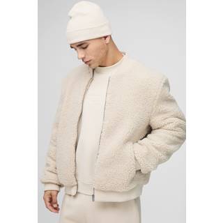 Mens Stone Regular Fit Borg Bomber Jacket