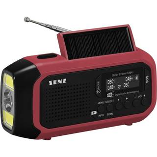 Senz Trail 2.Gen solar crank radio, rød