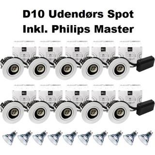 10 x Hilux D10 Udendørs Spot i Hvid - inkl. 10 x Philips Master Value 2700K
