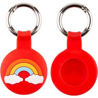 Apple AirTag Silikone Cover - inkl. Karabinhage - Rød Regnbue