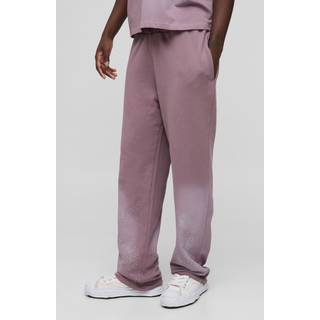 Mens Purple Relaxed Fit Washed Rhinestone Joggers