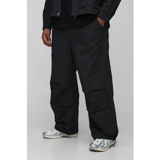 Mens Black Plus Parachute Check Ripstop Trouser