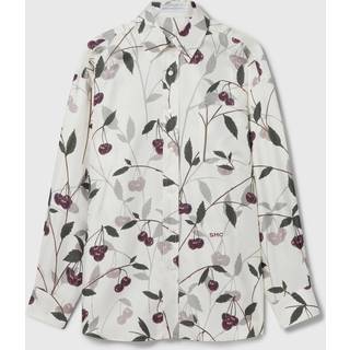 Stella McCartney - Cherry Print Oversized Shirt, Woman, Cream, Size: 40