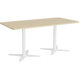 Mødebord DNA, Birk 1600x800 mm rektangulær, Hvidt understel