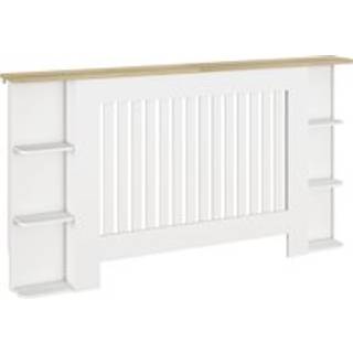 HOMCOM Radiator Cover with Open Storage Shelves, Vertical Slatted Cabinet Shelf Heater Cover for Living Room, Hallway, Large, White (H: 83 / W: 152 / D: 19 cm)