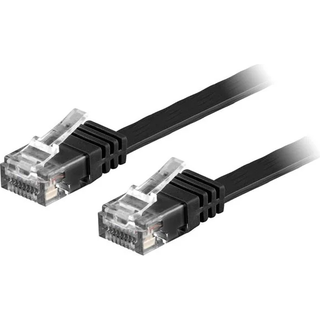 DELTACO U/UTP Cat6 patchkabel, fladt, 7m, 250MHz, 7m - sort