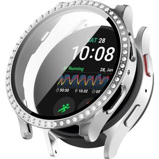 Samsung Galaxy Watch 7 (40mm) Hårdt Plastik Cover m. Indbygget Skærmbeskyttelse - Sølv & Rhinsten