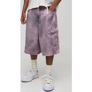 Mens Pink Parachute Washed Twill Cargo Shorts