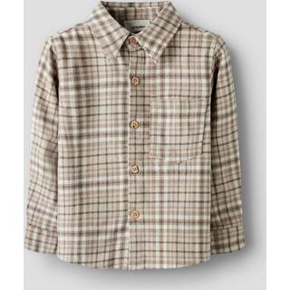 Lil' Atelier Skjorte Sepia Tint Ternet Med Lommedetalje - Str. 5y 110cm