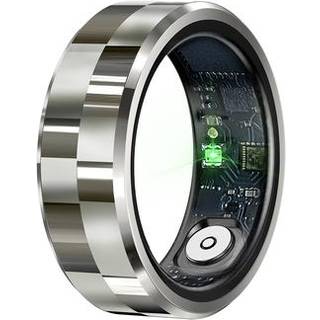 R9 Premium Smart Ring i rustfrit stål med opladningsetui - Størrelse: 8/18.1mm - Sølv