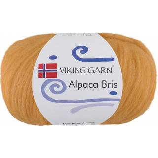 Viking Alpaca Bris 345 Okkergul Indhold: 60% Baby alpaca, 29% nylon, 11% merinould Vægt/længde: 50 g = ca. 150 meter Anbefalede pinde: 6-7 mm Strikkefasthed: 10 x 10 cm = 12 m Vask: Håndvask / Max 30°C / Tørres fladt.