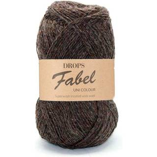 DROPS Fabel Uni Colour 300 Brun Indhold: 75% Uld, 25% Polyamid Garngruppe: A (23 - 26 masker) / 4 ply / fingering Vægt/længde: 50 gram = ca. 205 meter Anbefalede pinde: 3 mm Strikkefasthed: 10 x 10 cm = 24 m x 32 p Finvask eller Uldvask 40ºC / Brug aldrig skyllemiddel / Tørres fladt.