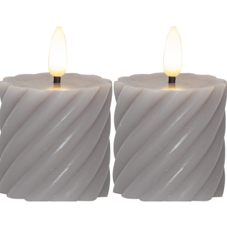 Star Trading - LED Block Light Flame Swirl - Grå - 7,5 - 2 -pakke