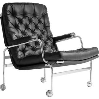 DUX - Karin 73 Lænestol, Læder Dakota 88 Sort, Støttestof Almindelig 88 - Lænestole - Bruno Mathsson - Sort - Læder/Naturmateriale/Metal/Tekstilmateriale