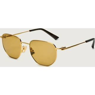 Bottega Veneta Unisex BV1301S 007 Solbriller Metal Guld Brun Rund