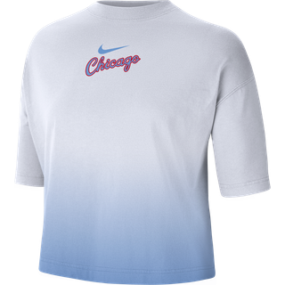 Firkantet Chicago Bulls Courtside City Edition Premium Nike NBA-T-shirt til kvinder - hvid - M (EU 40-42)