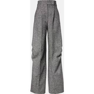 Max Mara Simone wool and silk tweed wide-leg pants - black - M