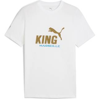 PUMA Olympique de Marseille KING Logo Tee Men, Sport, White/Gold, M