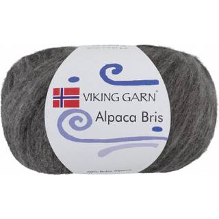 Viking Alpaca Bris 315 Grå Indhold: 60% Baby alpaca, 29% nylon, 11% merinould Vægt/længde: 50 g = ca. 150 meter Anbefalede pinde: 6-7 mm Strikkefasthed: 10 x 10 cm = 12 m Vask: Håndvask / Max 30°C / Tørres fladt.