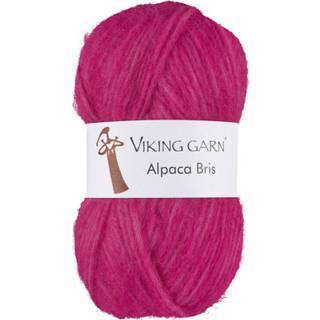 Viking Alpaca Bris 362 Cerise Indhold: 60% Baby alpaca, 29% nylon, 11% merinould Vægt/længde: 50 g = ca. 150 meter Anbefalede pinde: 6-7 mm Strikkefasthed: 10 x 10 cm = 12 m Vask: Håndvask / Max 30°C / Tørres fladt.