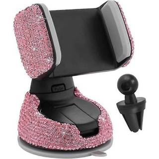 Crystal Rhinestone Car Mobile Phone Suction Cup Holder Mount with Air Outlet Clip