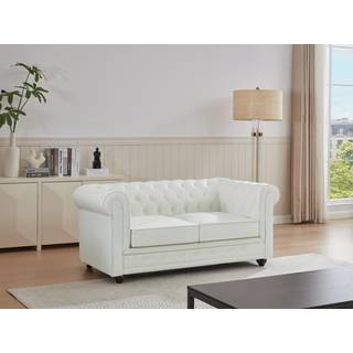 Hvid 2-personers sofa i bøffellæder CHESTERFIELD