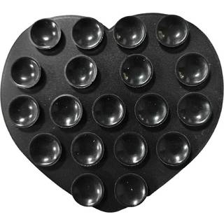 Hjerteformet Silikone Mobilholder med Sugekopper - Sort