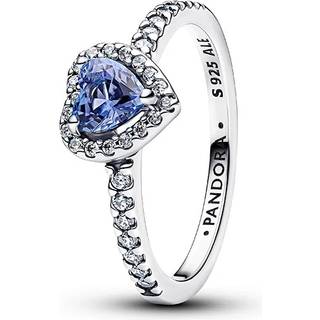 Pandora Silver Sparkling Elevated Blue Heart Ring - 56