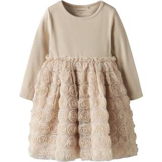 Name It Sykia Tulle LS Dress - Cement