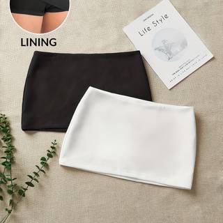 TEMU Women's High-waisted Mini Skirt With Built-in Shorts - Stylish Black And , Spring/summer, Casual Attire, Casual Attire||built-in Shorts Skirt, High Waisted Skirt