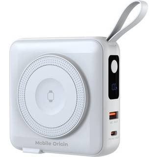Mobile Origin Powerbank & Travel Charger Lightning/USB-C Cable MagSafe/AW/iPhone Compatible white Powerbank - Hvid - 10000 mAh