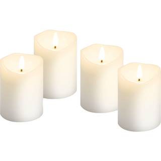 LED Vokslys m/ bevægelig flamme & timer, 4 stk.