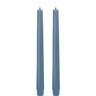 Uyuni Lighting LED Taper kronelys, H25 cm, smooth, 2 pak - Haze blue