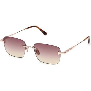 TOM FORD Unisex FT1354 JAKE-02 28Z Solbriller Metal Guld Bordeaux Firkantet Normal
