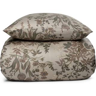 Blomstret dobbelt sengetøj 200x220 cm - 100% Blødt bomuldssatin - Brun - By Night sengesæt - Wildflower
