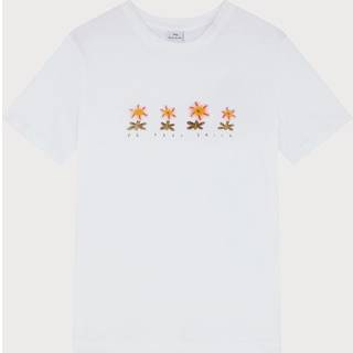 PS Paul Smith PS Paul Smith Hvid T-shirt med blomstergrafisk tryk