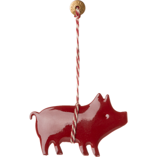 Maileg Metal ornament, Gris - Rød