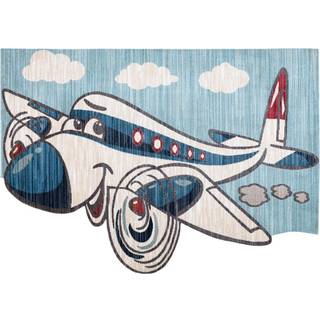 Tæppe børns TOYS 75320 Samolot til børn - moderne, uregelmæssig form, efekt 3D, marineblå blå - turkis / fløde 133x192 cm