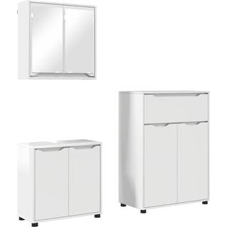 Badeværelsesmøbel sæt 3 pcs Høj gloss hvid Konstrueret træ