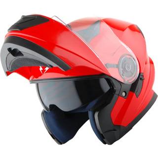 1Storm ny motorcykelcykel modulr fuldansigtshjelm dobbeltvisir solskrm: blank rd