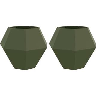 Plantekasse 2 pcs Oliven grøn 100 x 100 x 80 cm Stål