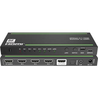 NÖRDIC 8K HDMI 2.1 eARC/ARC Switch og Extractor 4 til 1 Optisk SPDIF & Stereo CEC HDR Dolby Atmos, True HD, Digital Plus, DTS-HD Master