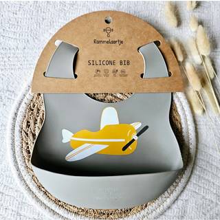 Rammelaartje silikone hagesmæk med gul flyver-sage