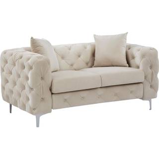 2-personers chesterfield sofa i beige velour EDWINA