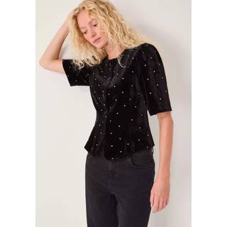 Monsoon Monsoon Emma Embellished Velvet Button Blouse