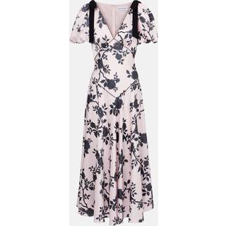 Self-Portrait Floral bow-detail satin midi dress - pink - S