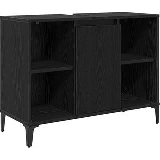 Vaskeskab med dør Sort eg 80 x 33 x 60 cm Ingeniørt træ og jern